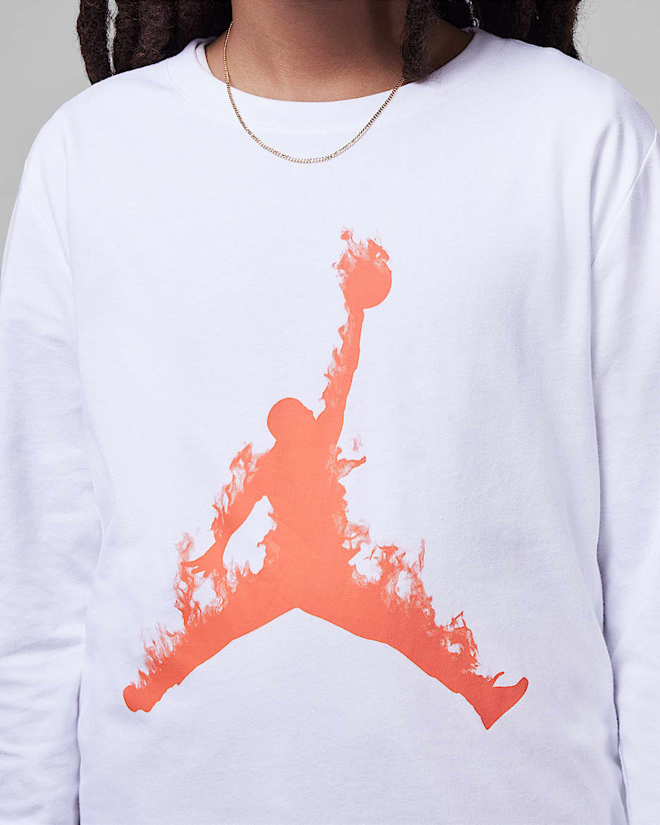 Jordan Big Kids Up In Flames Long Sleeve T Shirt. Nike